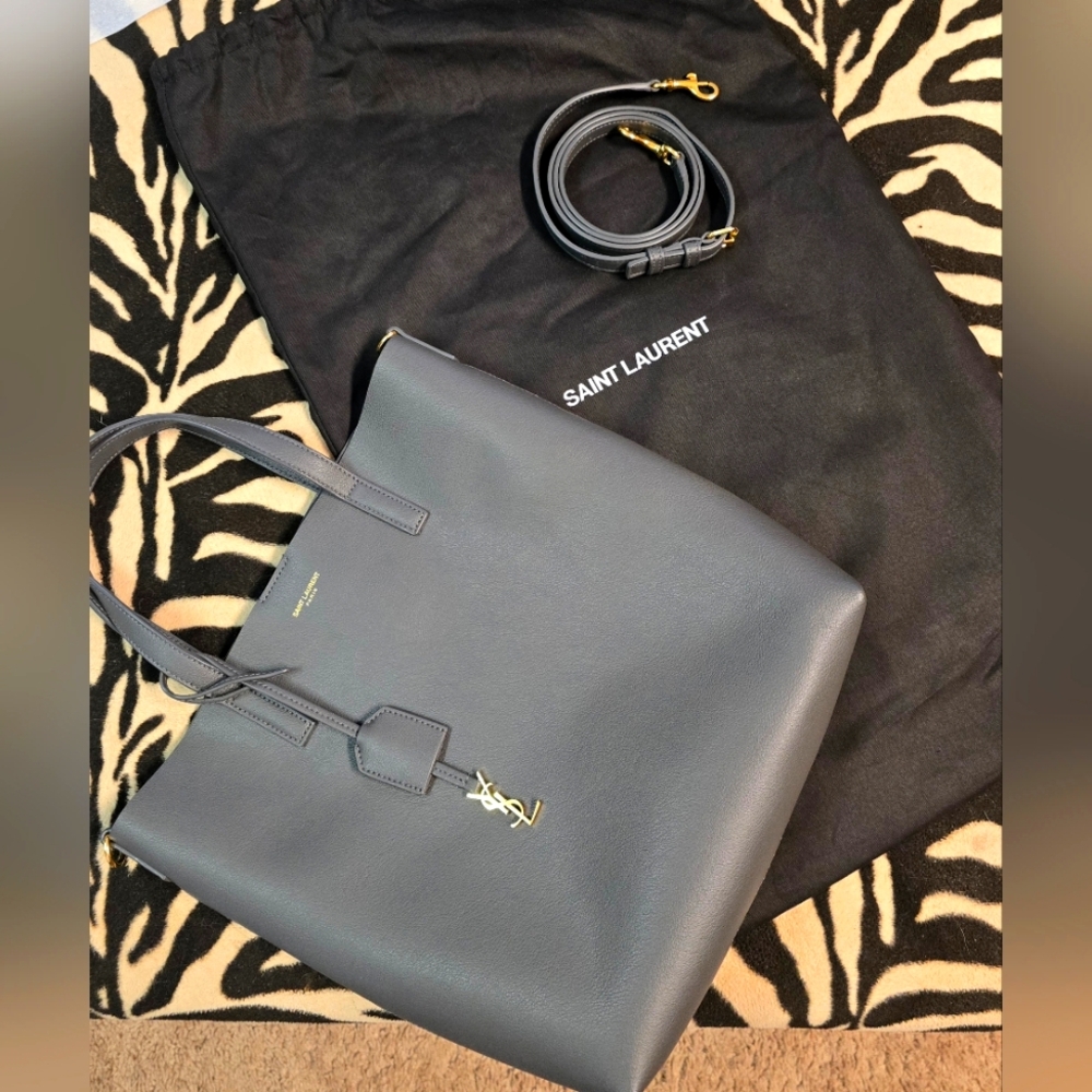 Saint Laurent North/South Leather Shopping Tote